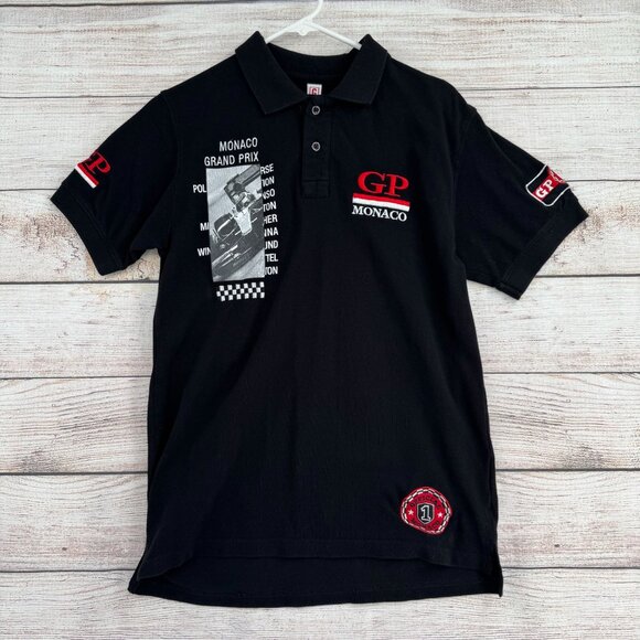 Monaco Grand‎ Prix Embroidered Logo Polo Shirt Men's Size Large Black - Picture 1 of 12